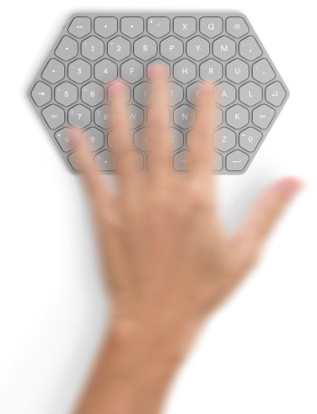 Okey – The One Hand Keyboard, Produktdesign und Branding. Produkt in Gebrauch.